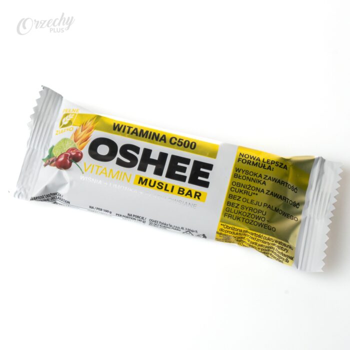 Baton zbożowy „OSHEE” z wiśniami i limonką, w czekoladzie, 40 g