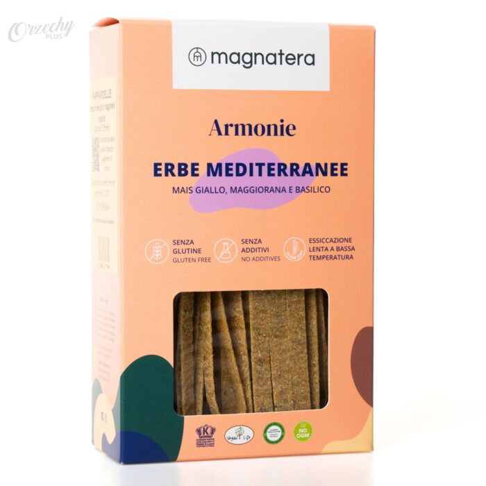 Makaron kukurydziany żółty „MAGNATERA” z majerankiem i bazylią, 250 g