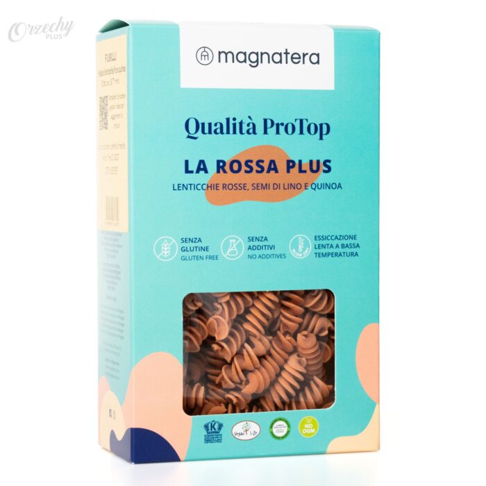 Makaron z czerwonej soczewicy, siemienia lnianego i komosy ryżowej „MAGNATERA”, 250 g