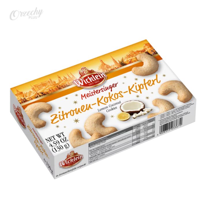 Maślane ciasteczka cytrynowe „Wicklein” z wiórkami kokosowymi, 130 g